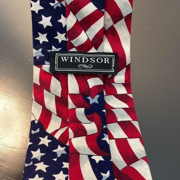 Americana Windsor Patriotic Tie Red White Blue American Flag Necktie - Picture 10 of 10